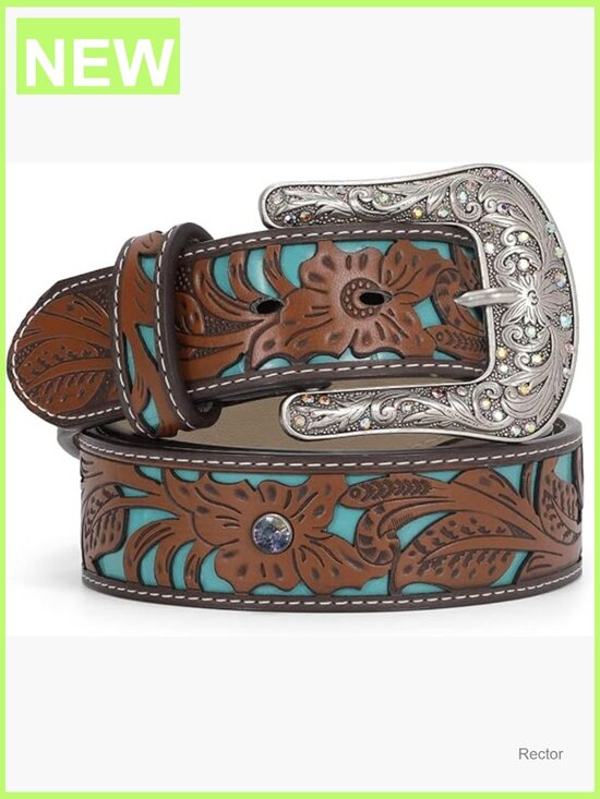 Western Cowgirl Belt with Rhinestone Buckle - Adjustable Size main image 7
